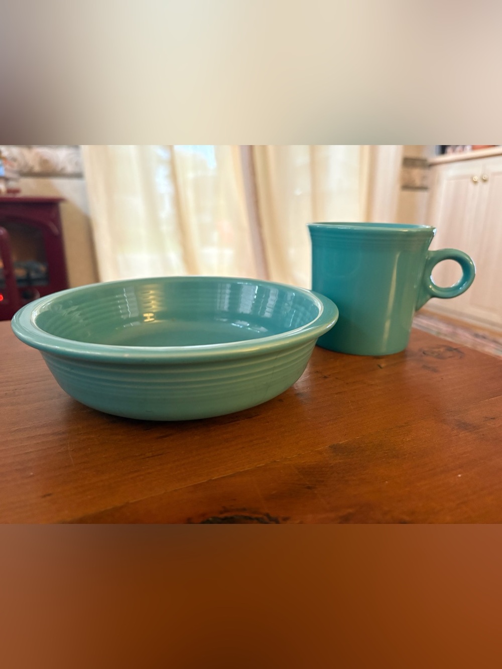 Fiesta Turquoise Homer Laughlin O-Ring Handle Mug 7β Ring Bowl EUC Replacements